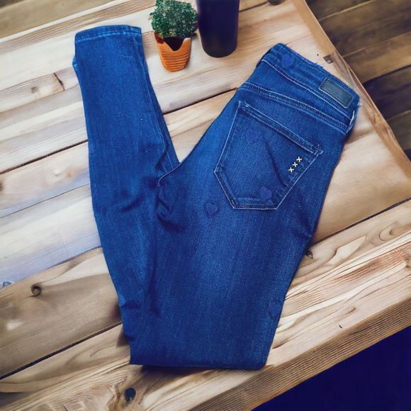 Scotch & Soda Denim - Scotch & Soda 26/32 Hello Goldie La Parisienne Skinny Jeans Dark Wash Hearts